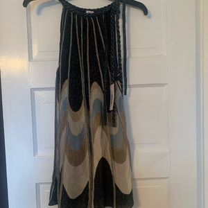 Metal thread lurex tired halter